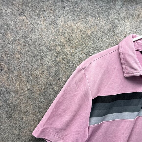 Travis Mathew Polo Shirt Mens Medium Pink Grey Preppy Mesh Golf Performance - Picture 8 of 11